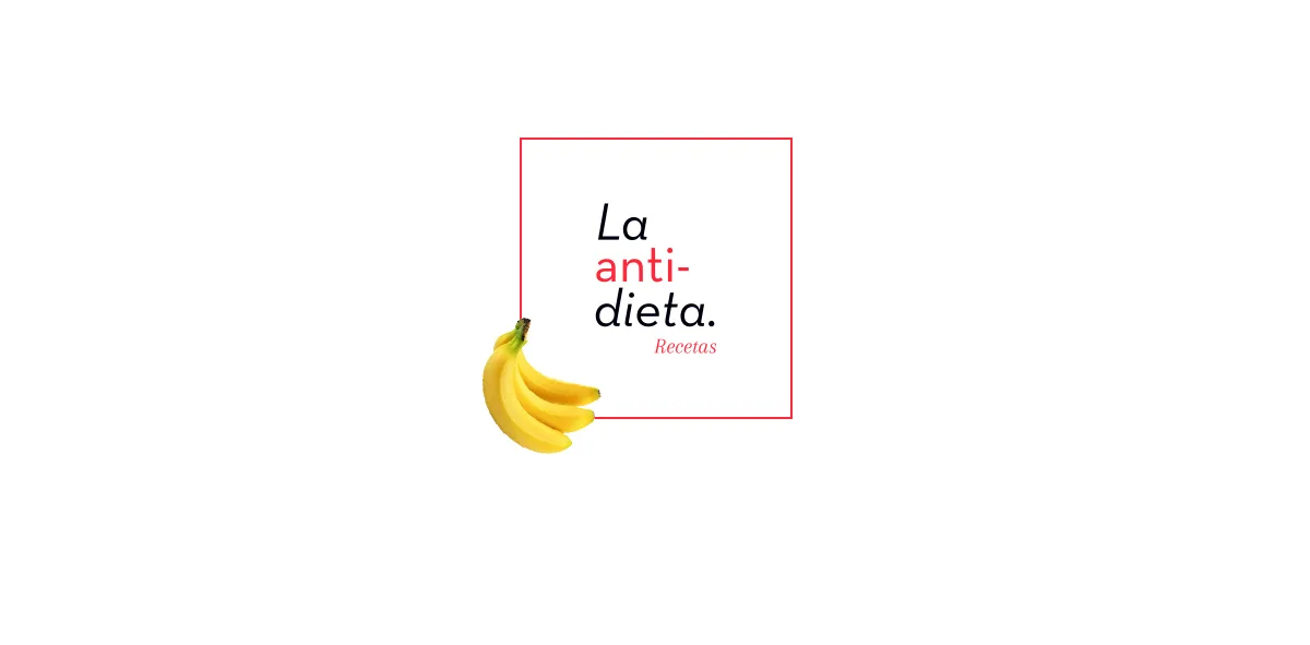 Logo de La Antidieta, recetario de combinación de alimentos, junto a una banana