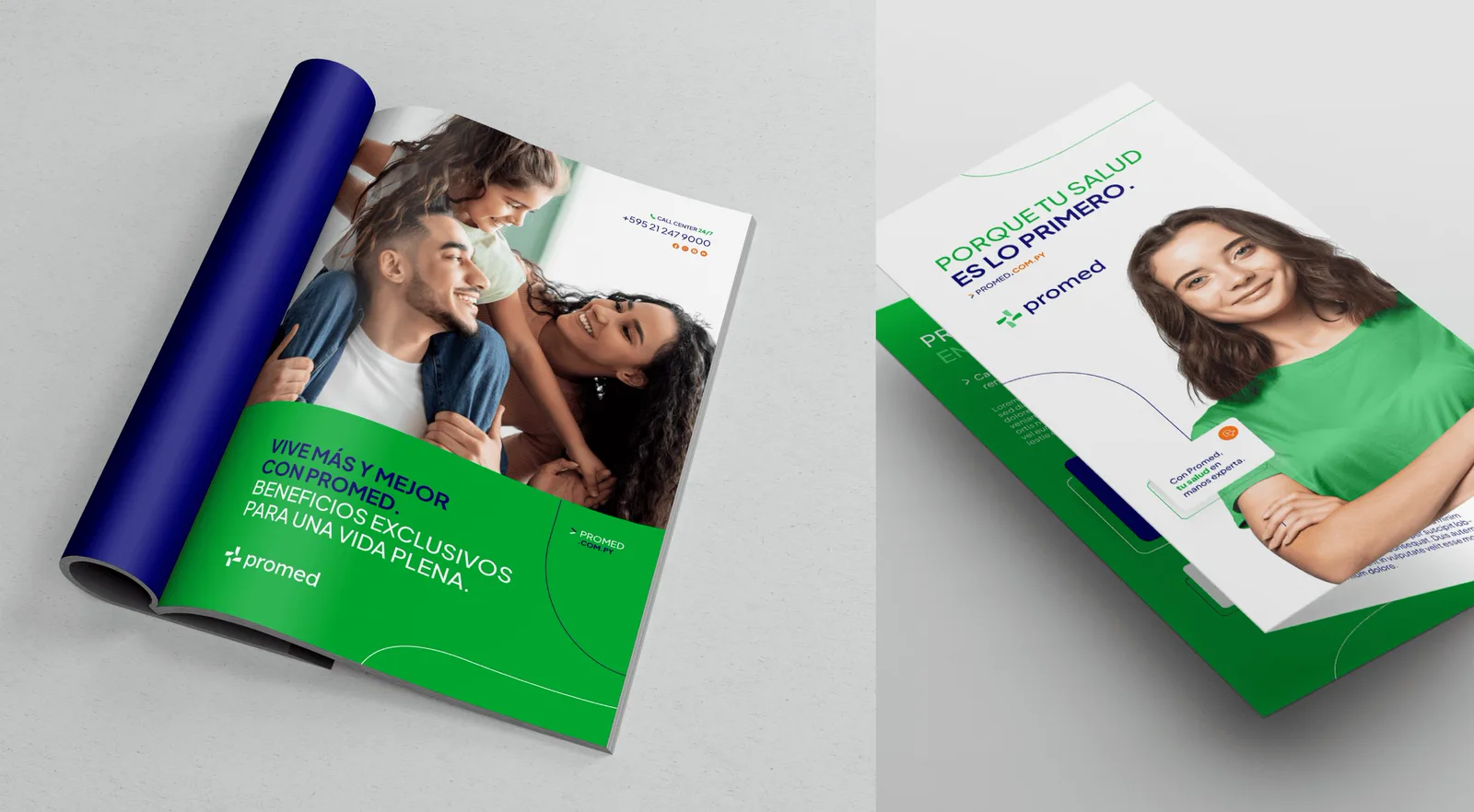 Aviso en revista y folletería institucional de Promed