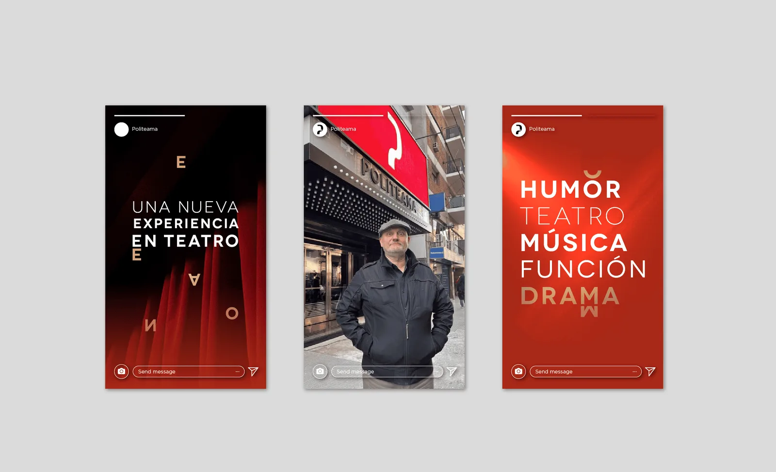 Historias de Instagram con la comunicación de la reapertura del teatro